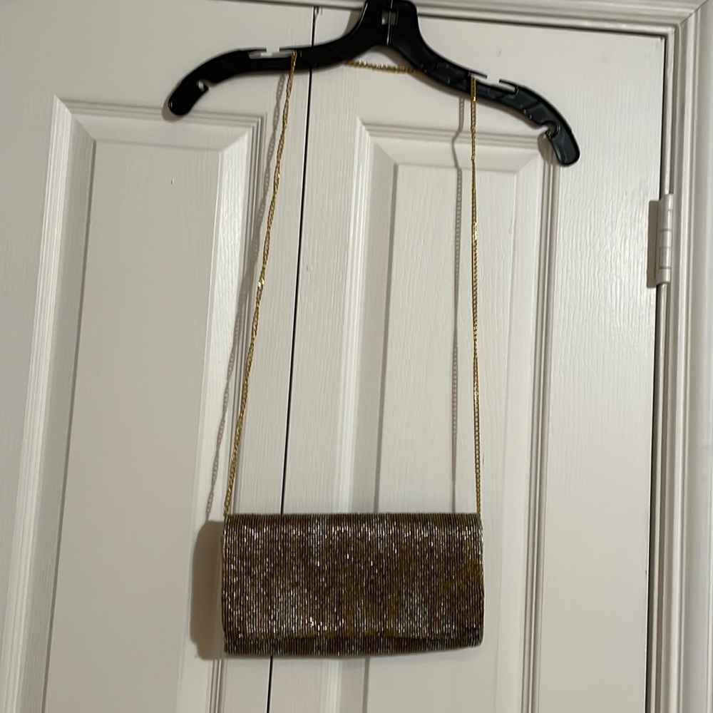 Gold evening clutch
